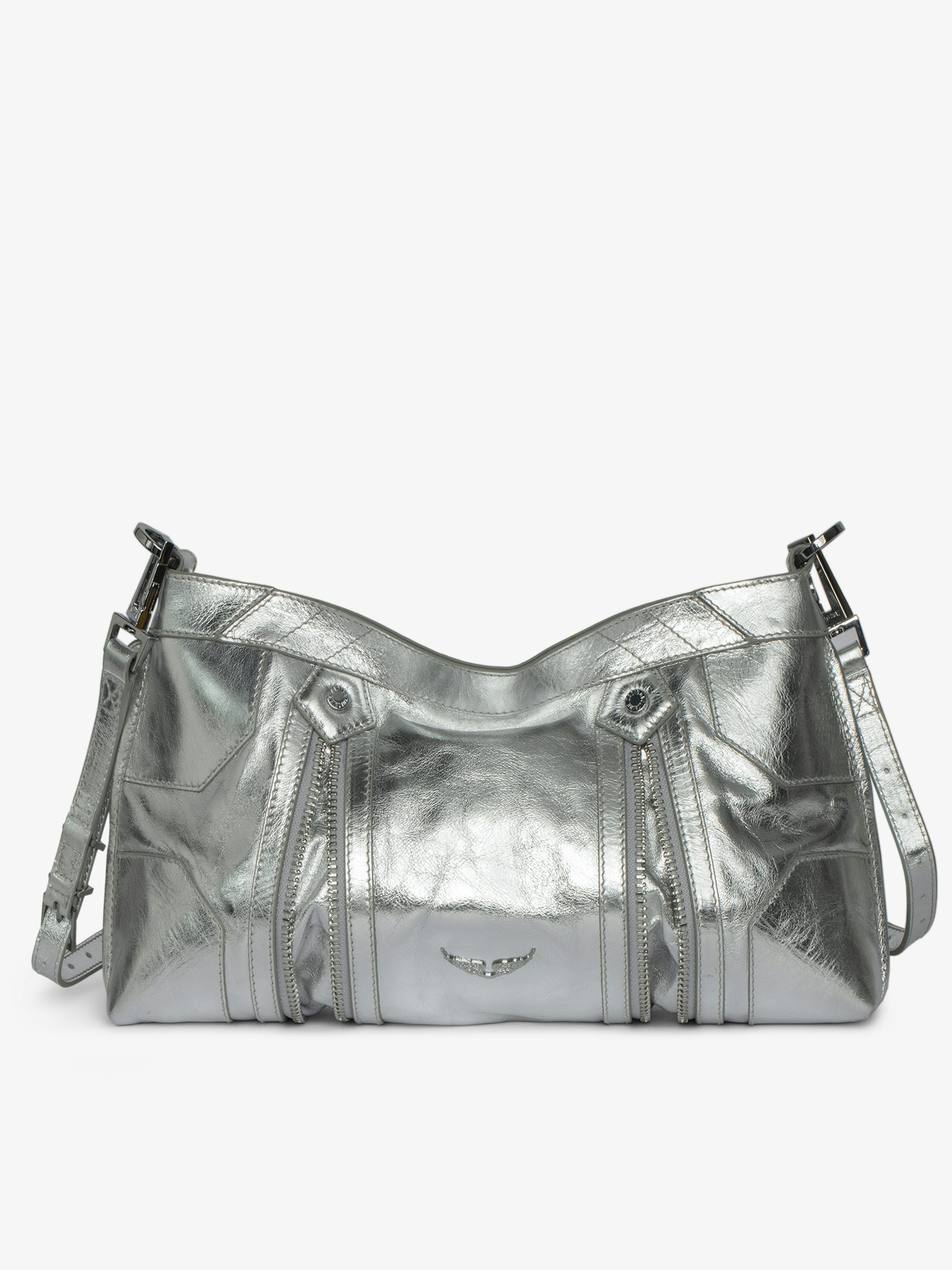 Sunny Moody Vintage Metal Bag - Metallic leather bag with adjustable shoulder strap and wing signature.